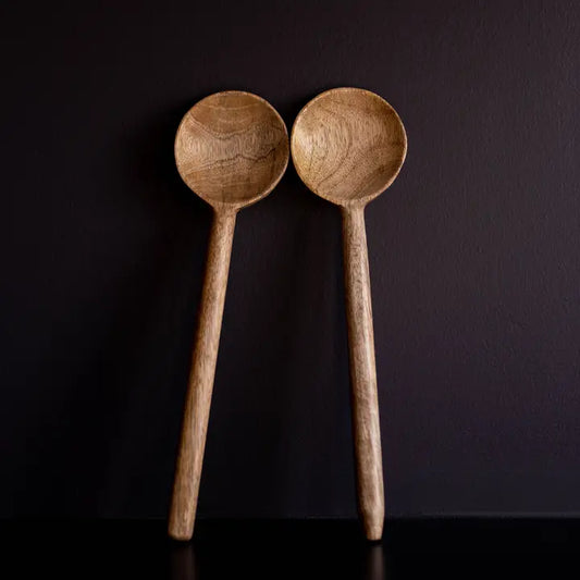 Hand Carved Mango Wood Serving Spoons ( Set of 2)