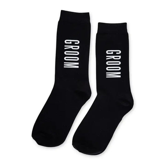 Men’s Black Wedding Party Dress Socks - Groom