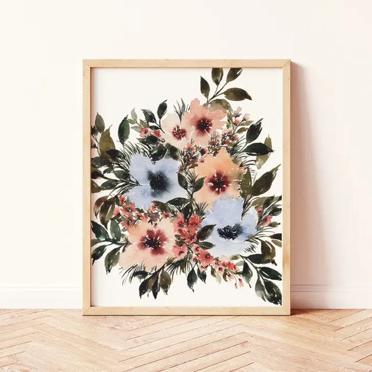 Periwinkle and Peach Anemone Art Print