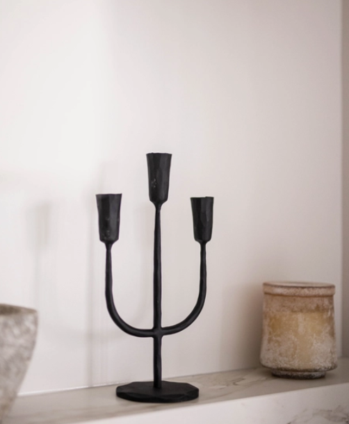 Iron 3 Arm Candlelabra