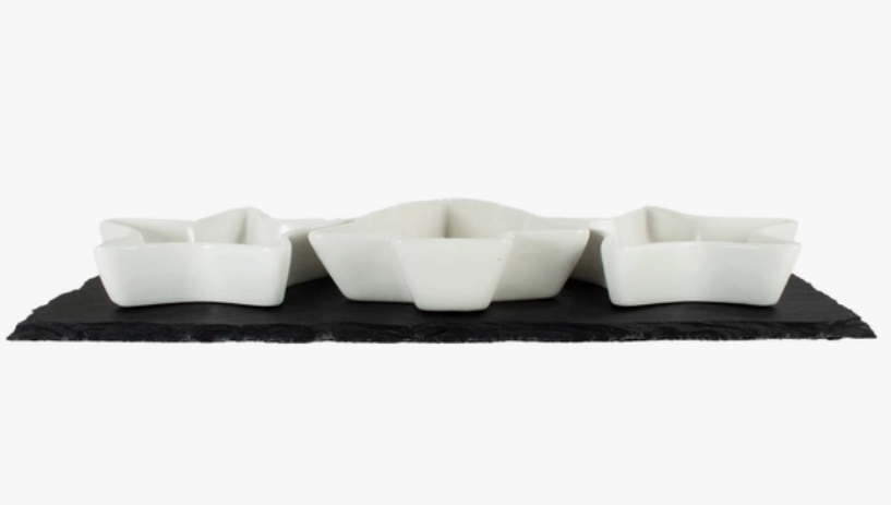 Tidbit Serving Dish 4/ST Ceramic & Slate