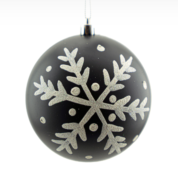 Matte Black White Snowflake Ball 100mm