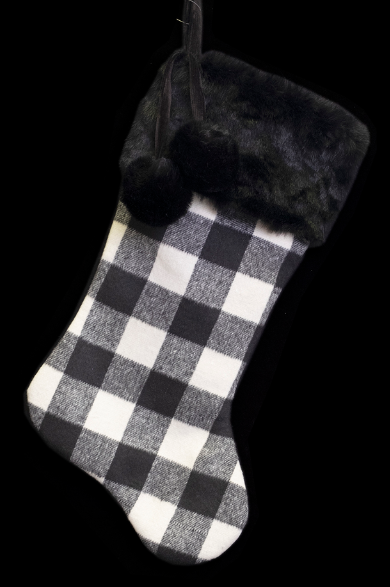 Black Plaid Stocking 20.5"