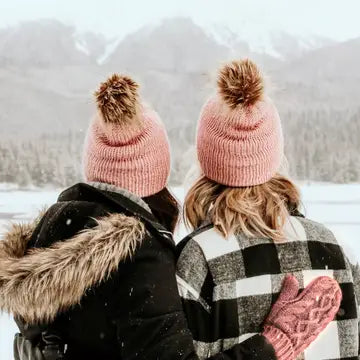 Knit Beanie Toque With Fur Pom Pom