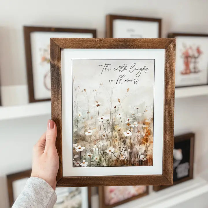 Laughs in Flowers Framed Wood Sign