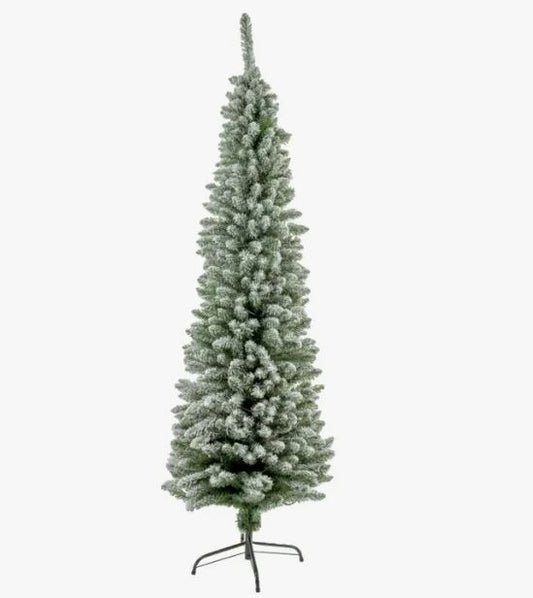 Dark Green Frosted Fir Needle Pencil Tree